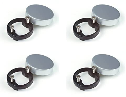 cyclingcolors 4x Cache charnière ronde vitre verre plastique à visser Décoration Vitrine Aménagement Capuchon, gris aspect aluminium