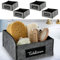 Aufbewahrungskorb Filz 4er Set | grau schwarz Filz 19x19x10cm | Aufdruck Sprüche Krimskram Schnick Schnack Tüdelkram Fette Beute | Filxbox Korb Ordnungskorb (1 x 4er Set Filzkorb Henkel hellgrau)