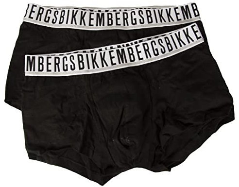 BIKKEMBERGS Boxer Herren 2er-Pack Boxershorts aus elastischer Baumwolle Gummizug auf Sicht Unterwäsche Artikel BKK1UTR01BI BI Pack Trunk, Black, L