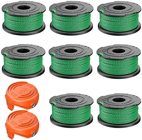 A6486-XJ Bobines de fil de Rechange pour Black and Decker Débroussailleuse, Compatible avec GL9035, GL8033, STC5433PC, STC5433B (8 Bobines de Rechange de Coupe fil+2 Capuchon de Coupe)
