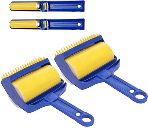 Stick It Roller,Pet Hair Remover, Handheld Set Pet Hair Remover Sticky Lint Roller, Reusable Washable Lint Roller for Pet Hair,for Clothes,Pet Hairs,Carseats (2pack Blue)