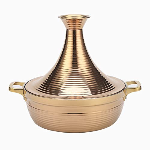 6 Taglie Marocchino Tagine Pentola da Cucina Pentola Tajine con Coperchio Coperchio Chiuso Stufato Casseruola Pentola Lenta per Induzione Piano Cottura Fornello A Gas,d'oro,24cm