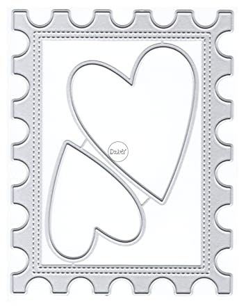 DzIxY Einfache rechteckige Metall-Stanzformen mit Herz-Bordüre für Kartenherstellung, Prägepapier, Stanzformen, Sets, Album, Scrapbooking, Vorlagen, Schablonen, Aufbewahrungstaschen