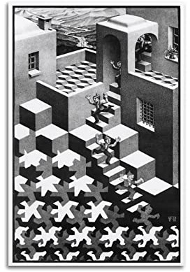JAHER M.C. Escher Paintings Artworks – (Umlauf) Poster, Leinwandkunst und Wandkunst, Kunstdruck, moderne Familien-Schlafzimmerdekoration, 20 x 30 cm