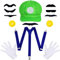 Orgoue Super Bros Kostüm, Super Bros Halloween Kostüm Herren Super Bros Faschingskostüme Damen partner kostüm Lustige Kostüme für Halloween Outfits Karneval Kostüm Cosplay (Green)