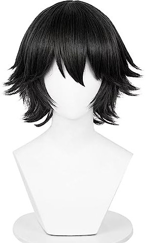 NiceLisa Synthetische Perücken Ranpo Edogawa Kurz Geschichtet Schwarz Männer Anime Comic Cosplay Kostüm Perücken Halloween Party Perücke