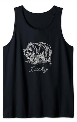 Bucky Scribble Art Fat Brown Grizzly Fan Beartober Woche 2023 Tank Top
