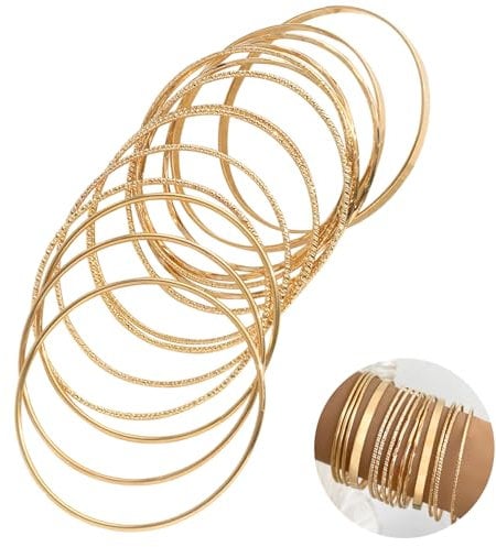 14pcs Gold Bracelet Set for Women Indian Costume Jewellery Set Gold Bangles Sparkly Wrist Cuffs Bracelets for Women Girls