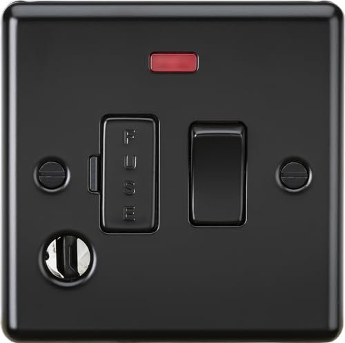 Knightsbridge 13A Switched Fused Spur Unit with Neon & Flex Outlet - Matt Black