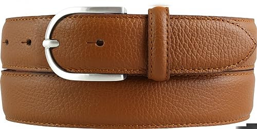 BELTINGER Italienischer Damen-Gürtel, 35 mm breit, Damen, Chinogürtel, Hosengürtel, strukturiertes Leder, Schließe Silber