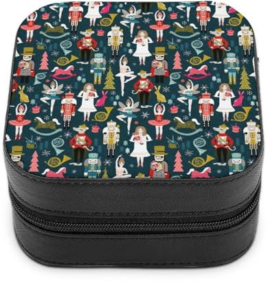 Nutcracker Ballet Jewelry Box PU Leather Small Jewellery Storage Case Earring Rings Necklaces Organizer