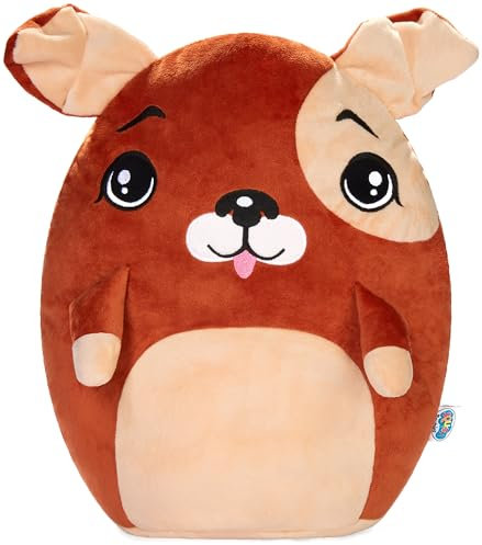 SQUISHBRUBIES Hugo der Hund - 35 cm Kuscheltier - Superweiches Plüsch Stofftier - Plüschtier zum Kuscheln, Verschenken und Sammeln - Braun