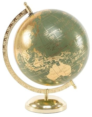 ROCKING GIFTS Earth Globe, Globe terrestre 20cm avec Pied en métal doré - Décoration et Cadeau