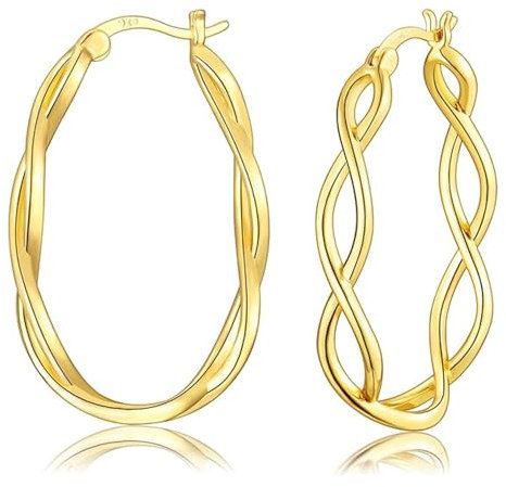 Creolen Silber Damen Ohrringe, 925 Sterling Silber Groß 35mm- Hypoallergen Große Huggies Creolen Gold Damen, Silber Kreolen Vergoldet Ohrringe Schmuck für Frauen Mädchen