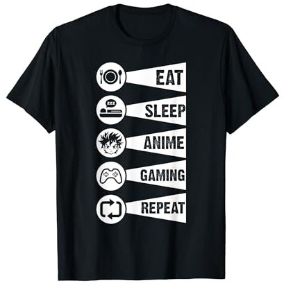 Eat Sleep Anime Gaming Repeat Kawaii Otaku Anime Manga T-Shirt