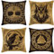 Artoid Mode Gold Wikinger Futhark Runen Odin Baum des Lebens Kissenbezüge 4er Set, 40x40cm Wolf Rabe Cushion Cover Couch Wohnzimmer Deko