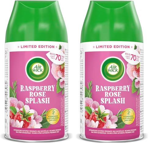 Air Wick Freshmatic Max Raumspray – Nachfüller DUO für den Air Wick Freshmatic Max – Duft: Rose Splash– 2er Set mit 250 ml Nachfüller
