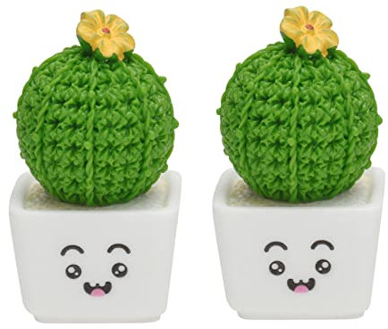 Cabilock Pflanzenschmuck Set mit 2 Mini Bonsai Kakteen für Dekoratives Zuhause oder Büro