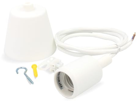 Schnurpendel, Hängefassung, Pendelleuchte mit Textilkabel, Baldachin und E27 Silikon Fassung | 1200mm (Weiss)