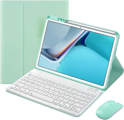 AnMengXinLing Keyboard Case for iPad 11th(A16) 2025/ iPad 10th Generation with Mouse, Cute Candy Round Keycaps Magnetic Detachable Keyboard Case with Pen Holder, Mint Green