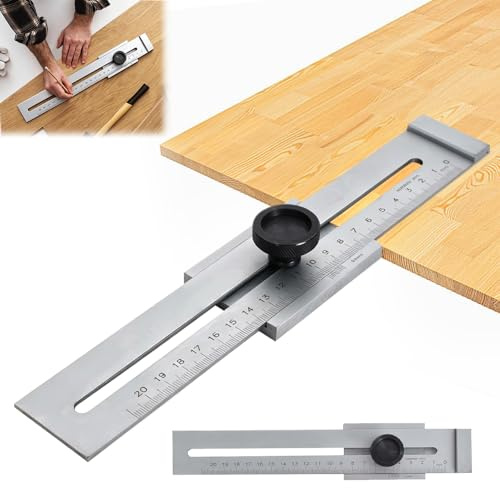ZOESURE Präzisions Streichmaß 200mm, Parallel Anreißer mit Lasergravierter Skala, Streichmaß Metall, Anreißwerkzeug Metall für Präzisen Beschriftung und Abgrenzung von Marken und Hilfslinien