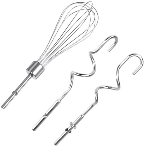 KitchenAid Dough Hooks & Egg Beater/Whisk Attachment - 3PCS Stainless Steel for Hand Mixers