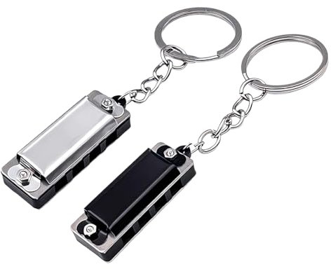 mit Schlüsselring Mini-Mundharmonika-Schlüsselanhänger mit 8 Tönen, 4 Löchern, Mundharmonika-Schlüsselanhänger, Schlüsselanhänger, Taschenanhänger, Musikspielzeug