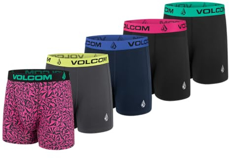 Volcom Herren-Boxershorts, 5er-Pack, Poly-Spandex, Performance-Boxershorts, Unterwäsche, Violett/Schwarz/Marineblau/Anthrazit/Schwarz, Large