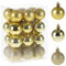 RELONGGI Christmas Tree Baubles, 24pcs 4cm Pre-Strung Baubles, 3 Style Shatterproof Ornaments for Birthday, Halloween, Holiday, Wedding, Christmas Tree Decorations (Gold, Small)