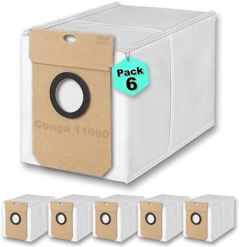 RM Pro® 6 Bolsas de Repuesto para Aspiradora Cecotec Conga 11090/13090 Spin Revolution Home&Wash – Alta Compatibilidad, Filtro de Polvo Eficiente