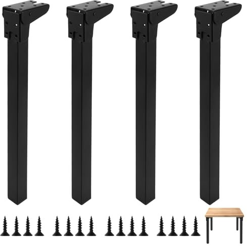GOYADA 4 Pcs Pied de Table Rabattable 40 cm, Pieds de Table Pliables en Métal, Pied Pliable Noir 90° pour Table, Lit, Canapé, Ordinateur Portable, Armoire