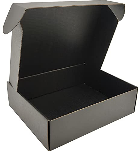 Cenoid Versandkartons Mittel 250x200x70 mm Schwarz Maxibrief Warensendung Karton Versandboxen Verpackungskartons Pakete für Versand (25 Stück)