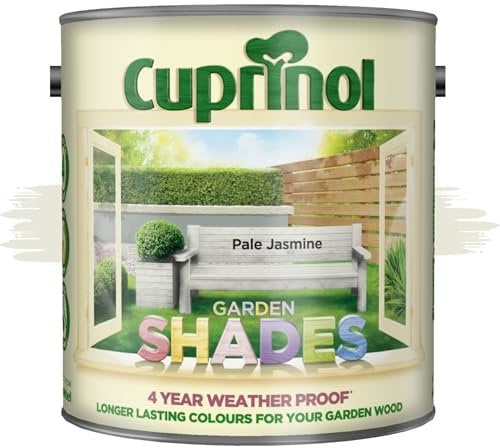 AOC24 Garden Fence Shade Paint - Exterior Wood Paint for Sheds, Fences - Water-Based, Quick Drying 1 Hour - Use on Wood, Terracotta, Stone, Brick - Outdoor Garden (Pale Jasmine, 1 Liter)