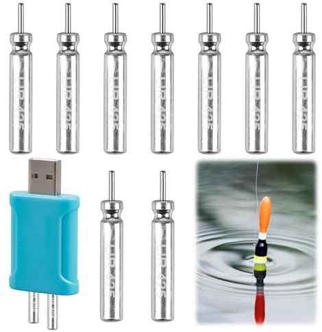 9 X Stabbatterie Typ CR425 kompatibel mit LED Posen Angeln Schwimmer, Aufladbar Akku für Angelalarmglocken und Pose, Posen Angeln Batterie, Angelposen Akku Led Posen Angeln Mit Ladegerät Und Akkus