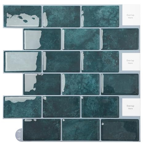 Trafagala Thicker Blue Self Adhesive Wall Tiles,Stick On Wall Tiles Kitchen Splashbacks for Walls,Tile Stickers Peel and Stick Backsplash Splashback Decals Tile, 30.5x30.5cm,10-Sheets