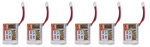 KIMISS 6pcs 600mAh 1s 30c Li PO Battery Pack 3,7 V mit XH2.54 Weißer Stecker für RC -Autos - Schnelles Lade Li Poly RC Akku