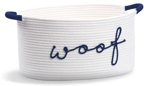 CharmBurst Woven Dog Toy Basket, Storage Box for Puppy Accessories, Sturdy Handles, Round Toy Basket for Dogs, Blankets, and Pet Supplies