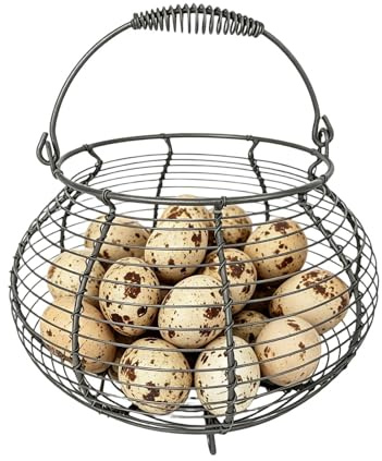 Eier Sammelkorb, Vintage Organizer Aus Geflochtenem Draht, mit Griff Eierhalter, Für Küche Picknick Bauernhof Ernte Ostern Weihnachten Früchte Und