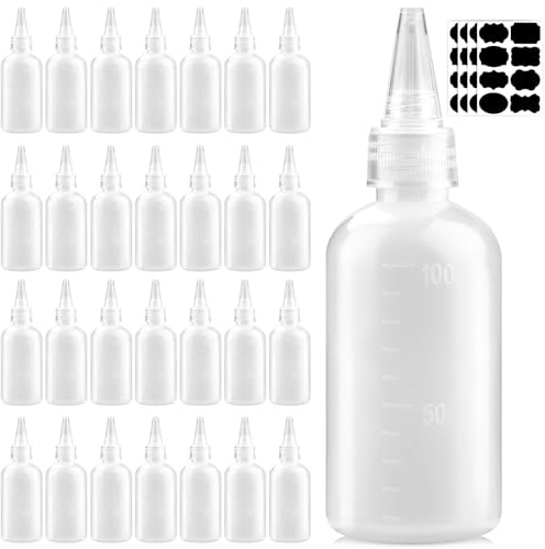 DKBT 32 Stück Quetschflasche 100ml Squeeze Flasche Spritzflasche Dosierflasche Saucenflasche Ketchup Flasche Spenderflasche Squeeze Bottle Soßenflaschen Soßenspender ölflasche Plastik küche