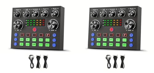 Tacdas 2X V8S Mélangeur Audio avec Changeur de Voix, Mélangeur de Podcast, Carte Son pour Téléphone Gaming Karaoke Studio Live Streaming Podcast