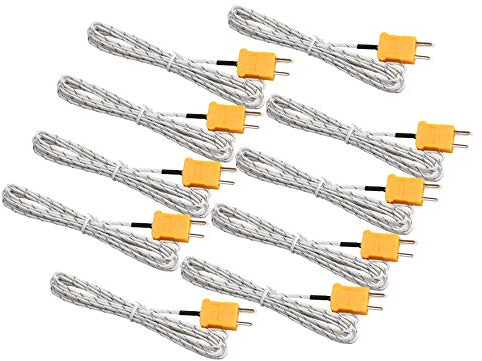 2-Meter-Mess-Thermoelementsensoren vom Typ K aus Metall mit Mini-Steckverbinder vom Typ K, 10er-Set