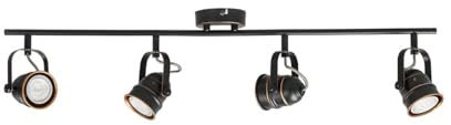 Lindby Deckenlampe, Deckenstrahler schwarz gold Strahler 4 flammig drehbar und schwenkbar 4x GU10 ohne Leuchtmittel Spot Spotbalken