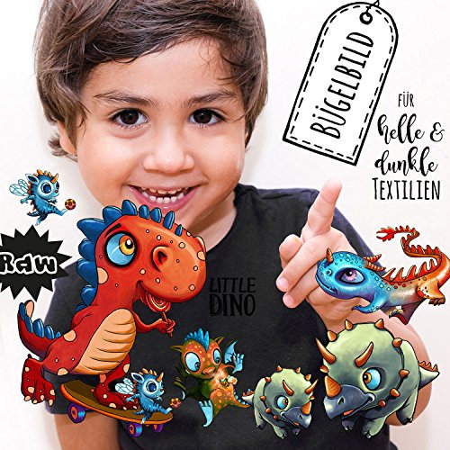 Bügelbilder Set Dinos Dinosaurier Applikation Kita Bügelbild Jungs Bügelmotiv Aufbügelbilder in A5 bb154