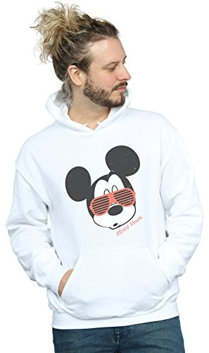 Disney Men's Mickey Mouse Sunglasses Hoodie White XX-Large