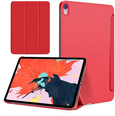 doupi Flip Cover pour iPad Pro 11 Pouces (2018), Smart Coque de Protection avec Fonction Sleep/Wake Up Protecteur Housse Étui à Rabat Magnétique Style Livre avec Support, Rouge