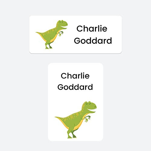 43 x No Iron Stick On Name Labels Waterproof Washable Great for Clothes, School Uniform, Equipment, Shoes and More. School, Nursery, Day Care, Hospital - (Dinosaur)