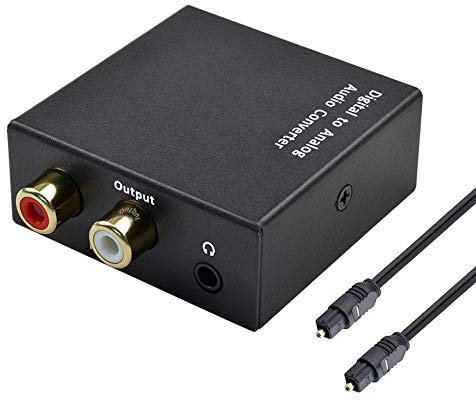 Kiyicjk DAC Digital SPDIF Toslink a Analog-Stereo-Audio-R/L 3.5mm Jack Audio Konverter Adaptador con Cable óptico USB para PS3, PS4, Xbox, HD TV, Sky