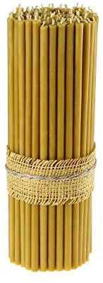 Danilovo Ritual Kerzen 100% Bienenwachs (Gelb) - Orthodoxe Kerzen für Gebet Tischdeko Hochzeit - Ungiftig, Ruß - Tropffrei, Nachhaltige Produkte, N10, Höhe: 35,5 cm, Ø 11 mm (50 stück)
