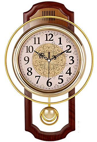 European Pendulum Wall Clock Battery Operated, Silent Quartz Swing Clock Vintage Not-ticking Home Decor Hanging Clocks-b 16inch,C