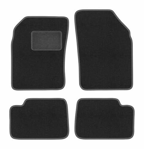 Velours-Fußmatten passend für Nissan Micra K11 1992-2003, Graphit, LUX | passend für Schrägheck; Velours-Teppich (Polypropylen), ca. 6,5 mm; rutschfest, Universal-Befestigungen